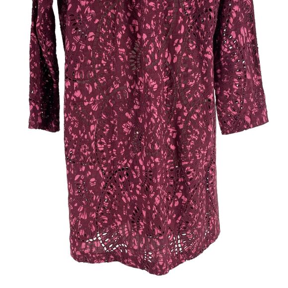 Johnny Was Zaragoza Linen Lace Double Breasted Trench Coat Red Size S - Picture 10 of 12